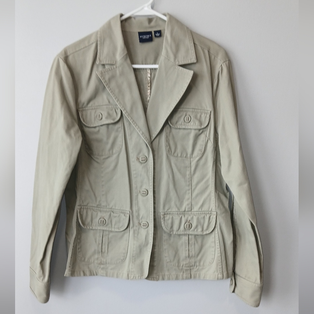 Sonoma 100% Cotton Sage Blazer Jacket Womens Large Officewear Casual